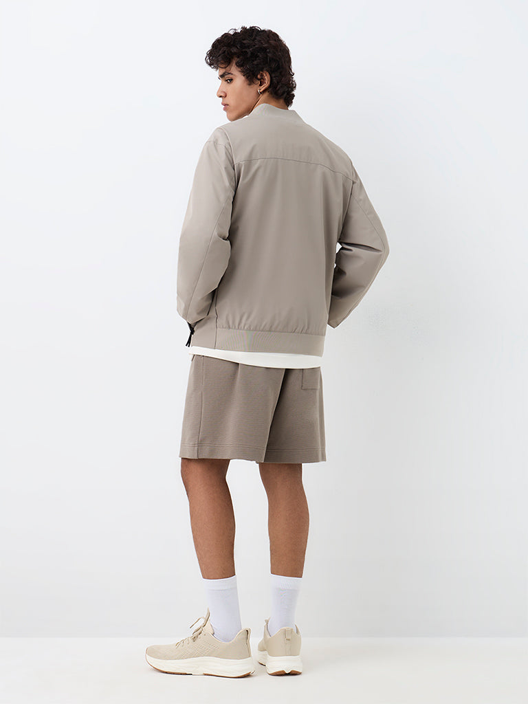 Nuoflexx Light Taupe Relaxed-Fit Bomber Jacket