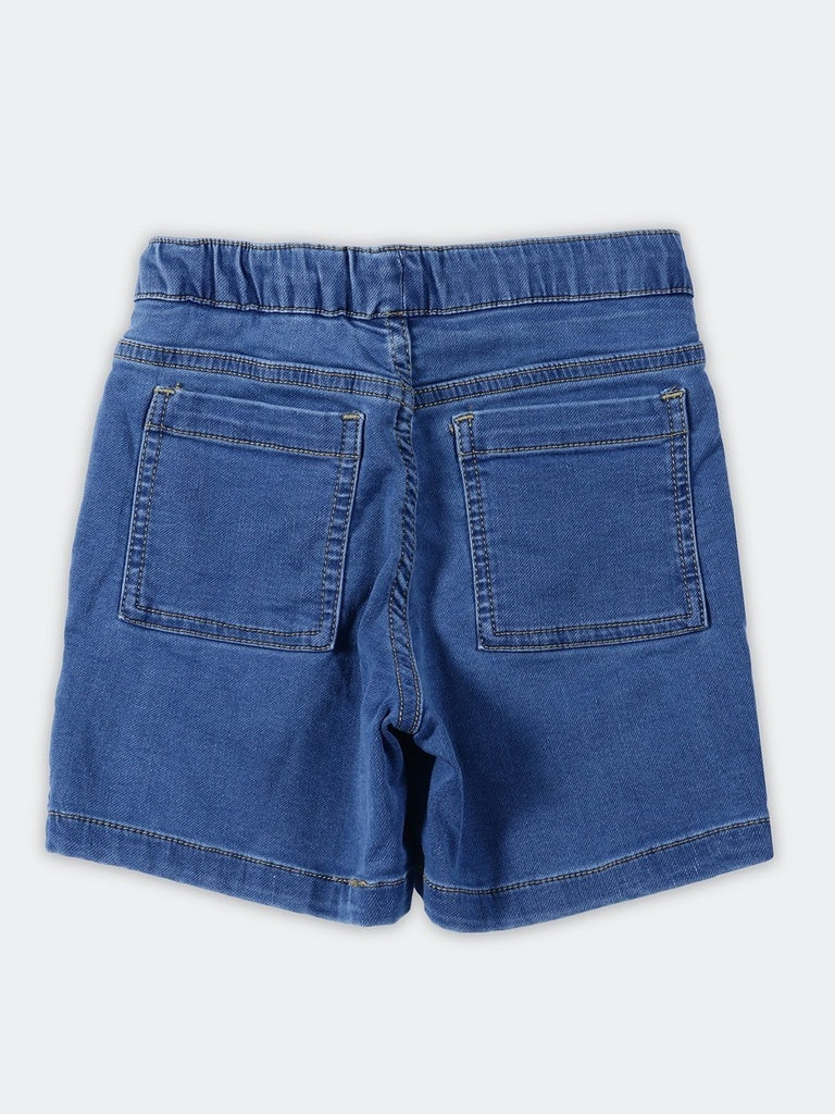 HOP Kids Boys Blue Embroidered Drawstring Denim Shorts