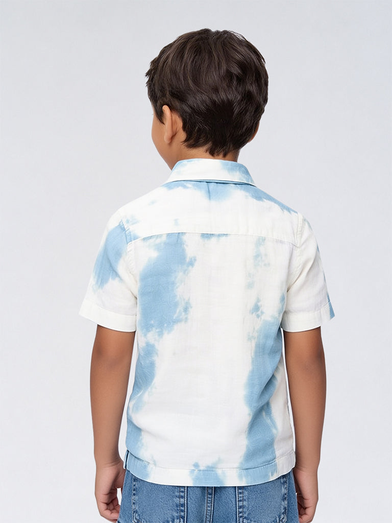 HOP Kids Boys Off-White Tie-Dye Cotton Shirt