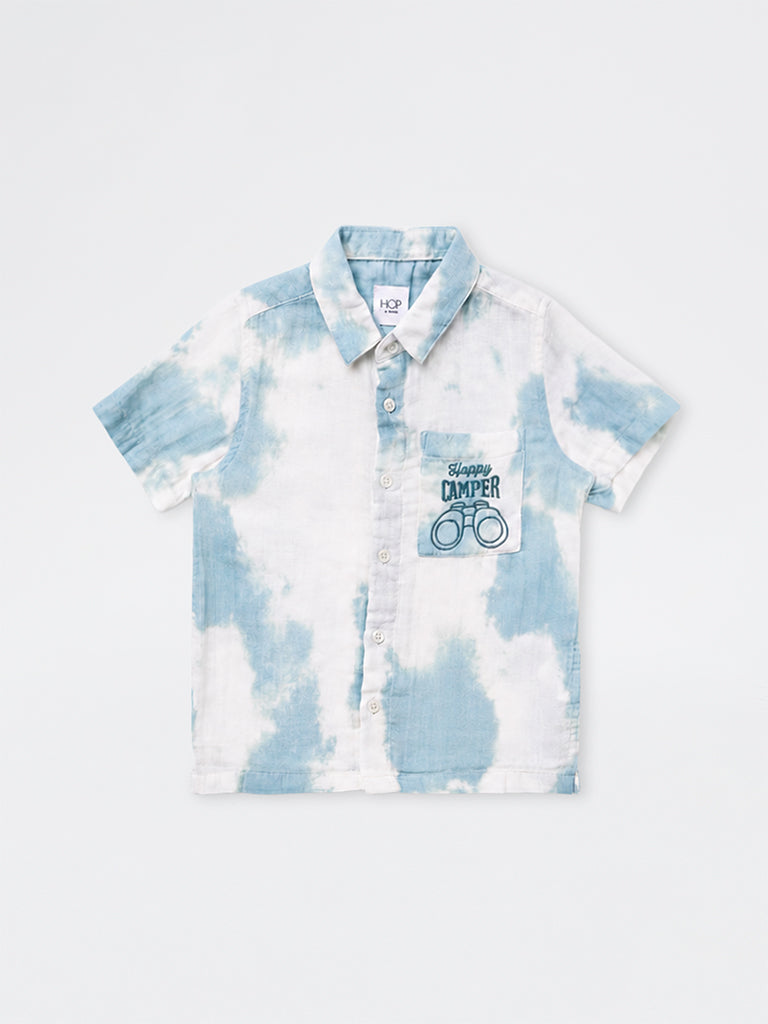 HOP Kids Boys Off-White Tie-Dye Cotton Shirt