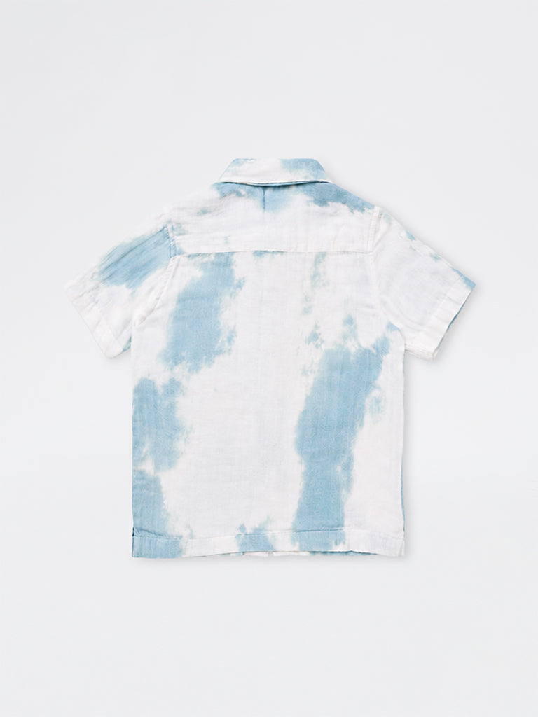 HOP Kids Boys Off-White Tie-Dye Cotton Shirt
