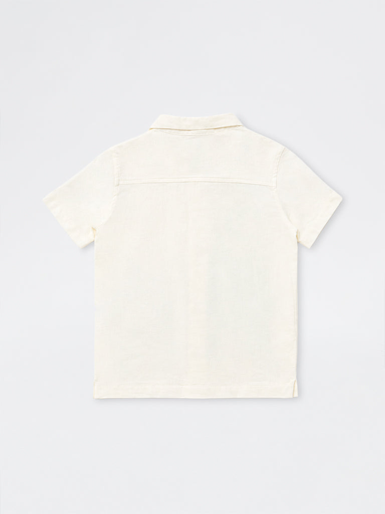 HOP Kids Boys Off-White Nature-Inspired Shirt