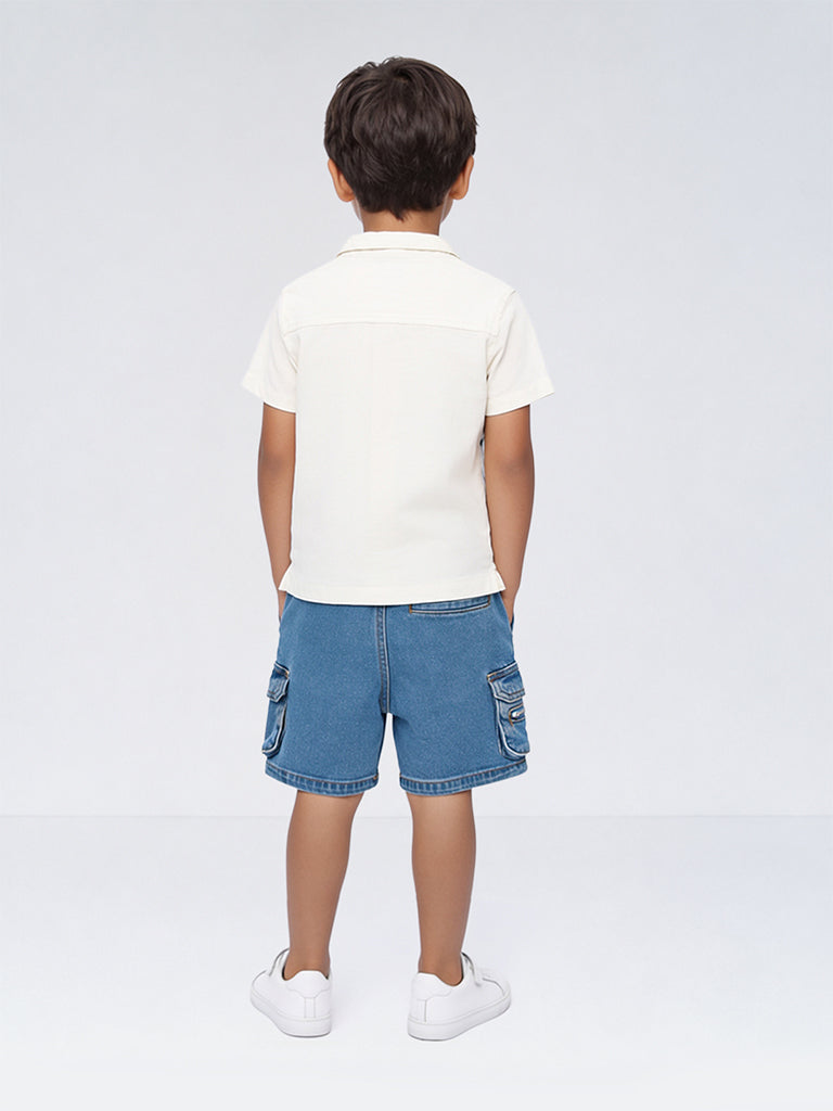 HOP Kids Boys Off-White Nature-Inspired Shirt