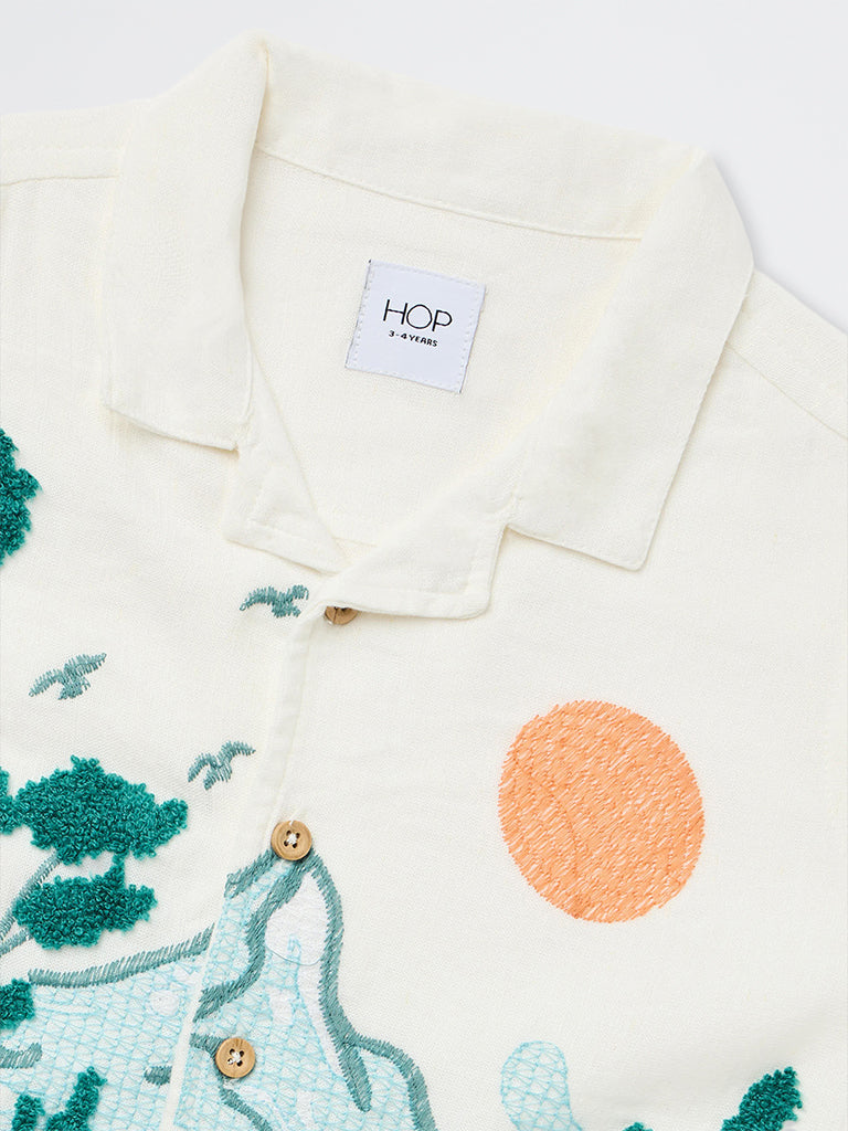HOP Kids Boys Off-White Nature-Inspired Shirt