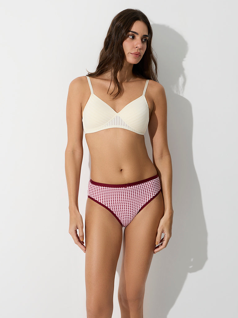Wunderlove 3-Pack Checkered Cotton-Blend Hi-Leg Briefs