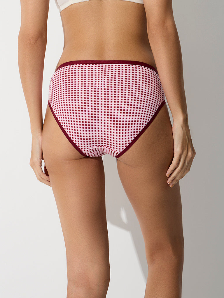 Wunderlove 3-Pack Checkered Cotton-Blend Hi-Leg Briefs
