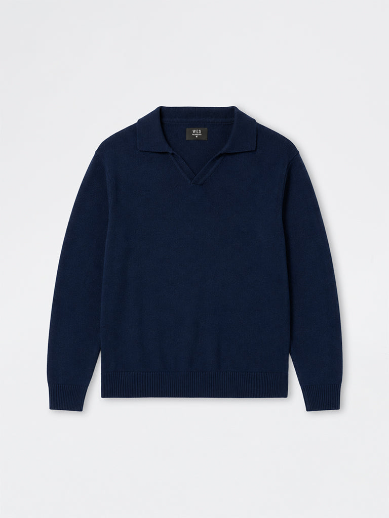 WES Casuals Navy Solid Relaxed-Fit Sweater