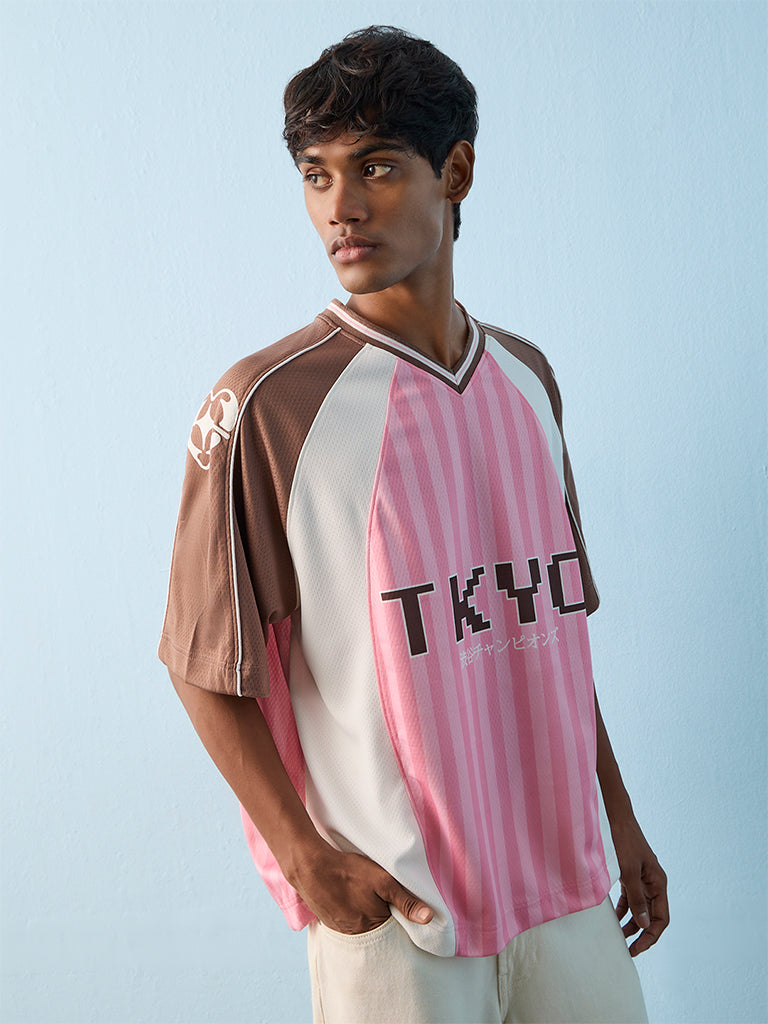 Nuon Pink Text-Printed Oversized T-Shirt