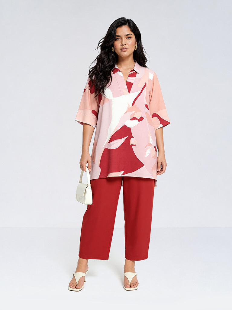 Diza Red Solid Pants