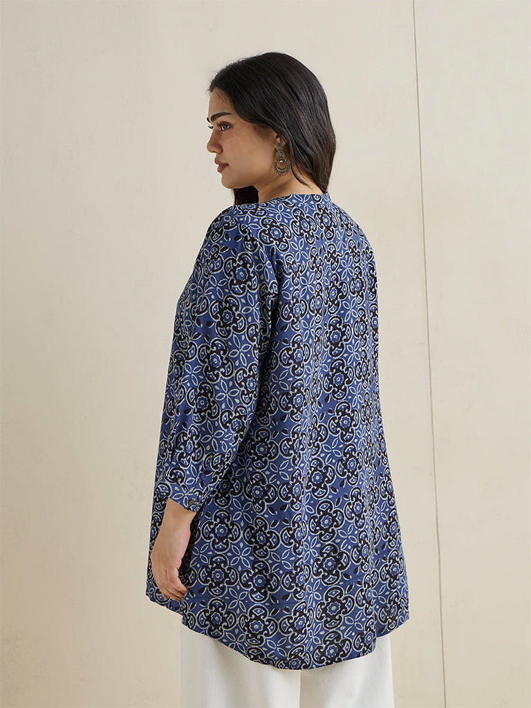Diza Blue Floral Printed Kurti
