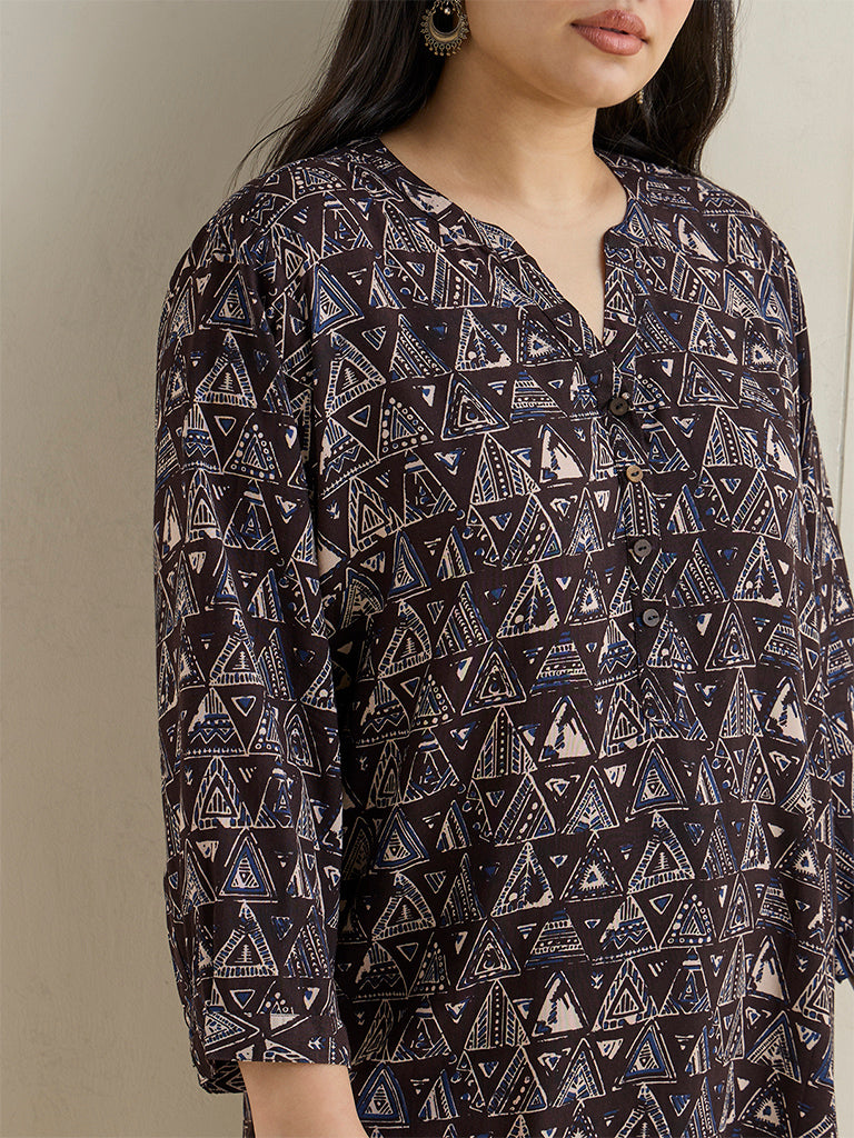 Diza Black Geometric Printed Tunic