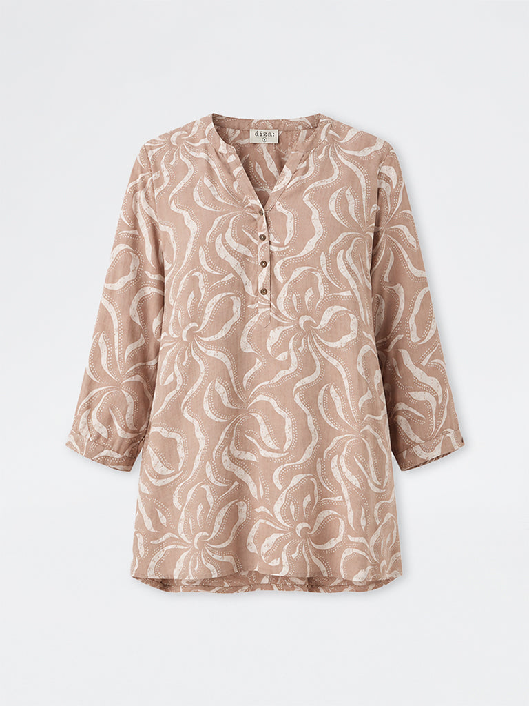 Diza Taupe Floral Printed Tunic