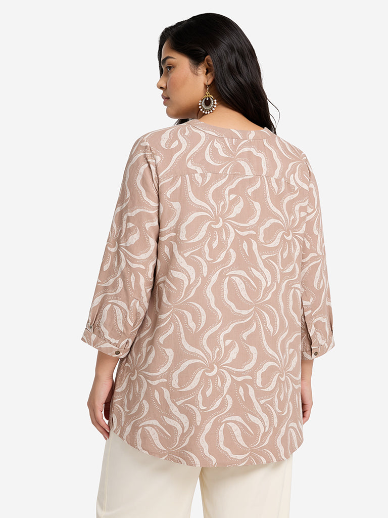 Diza Taupe Floral Printed Tunic