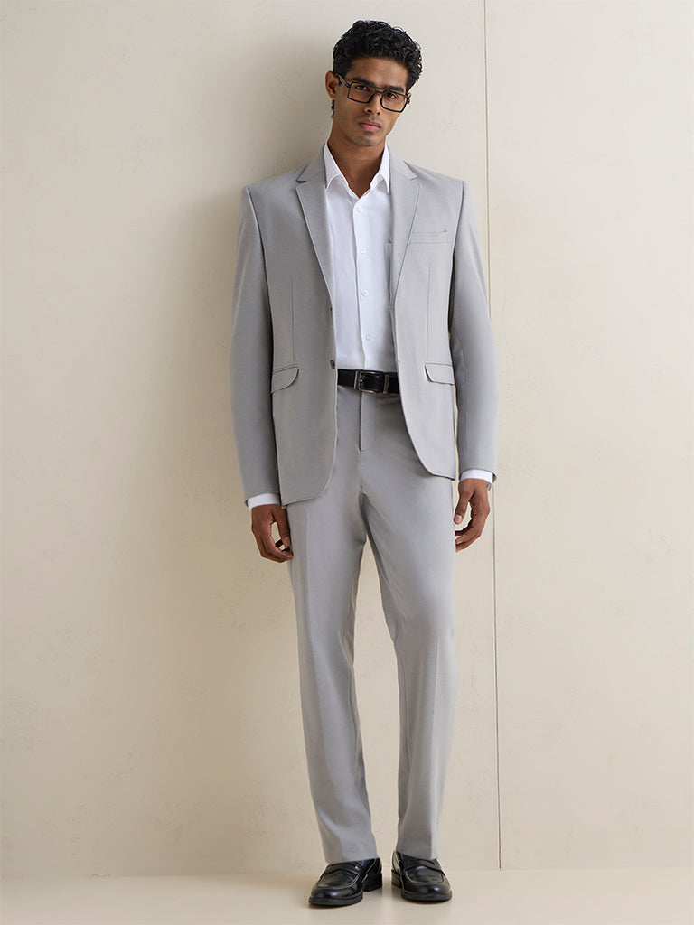 WES Formals Grey Slim-Fit Trousers
