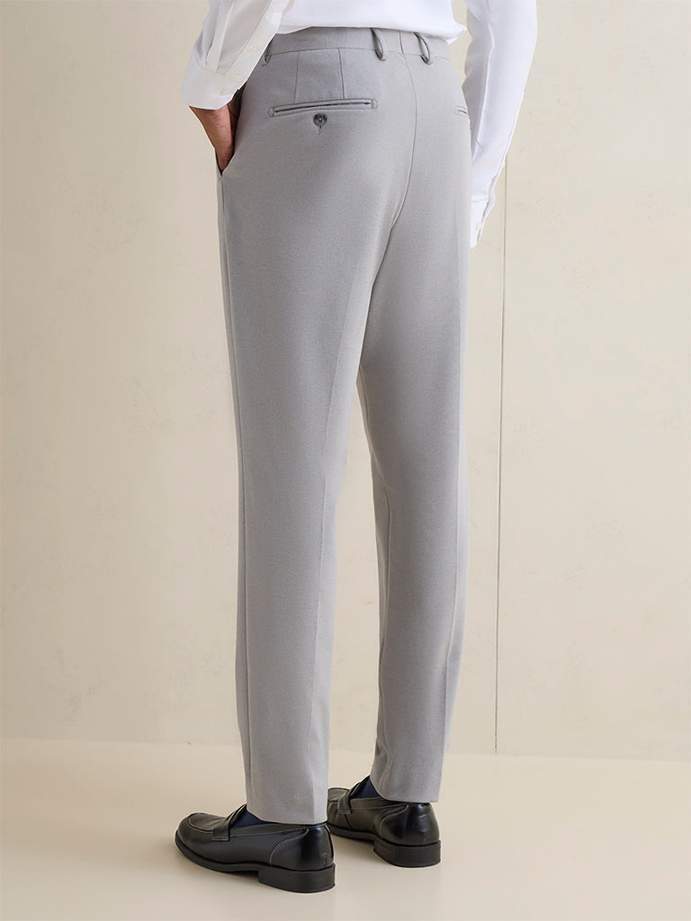 WES Formals Grey Slim-Fit Trousers