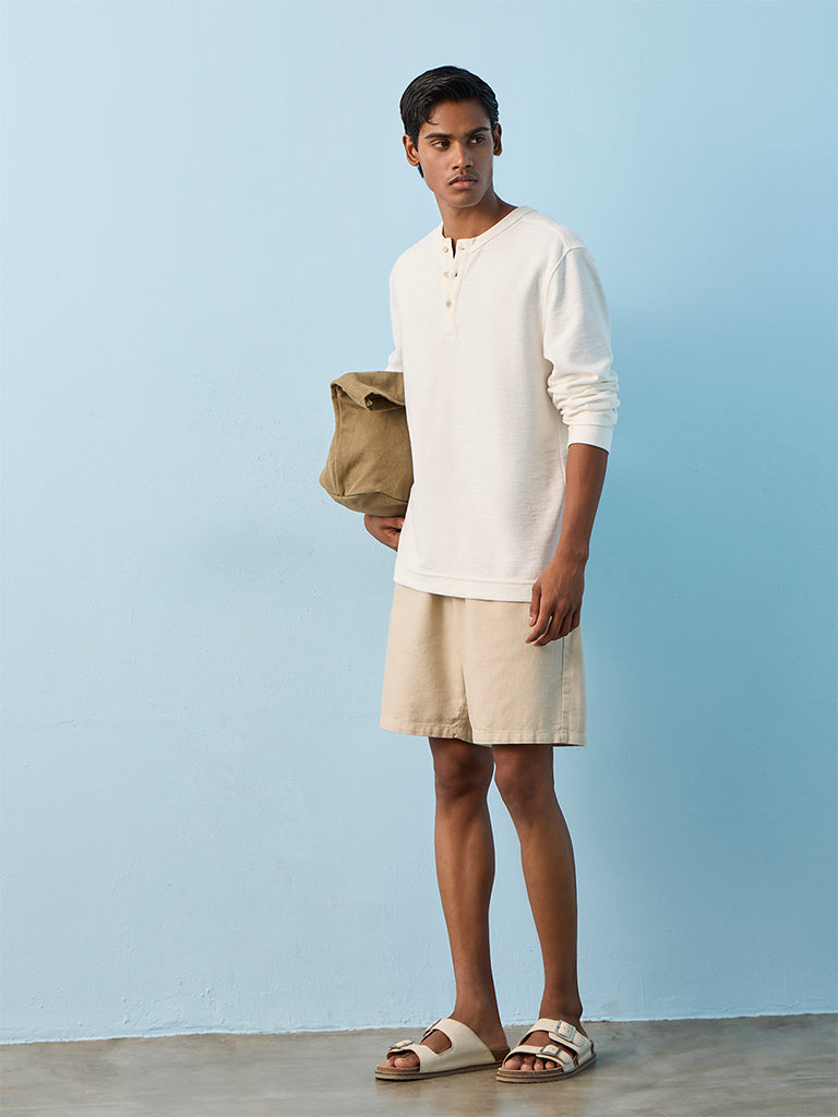 ETA Off-White Relaxed-Fit Cotton-Blend Henley T-Shirt