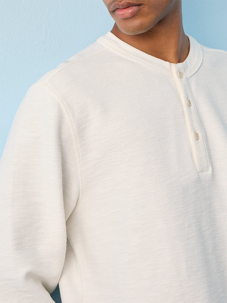 ETA Off-White Relaxed-Fit Cotton-Blend Henley T-Shirt