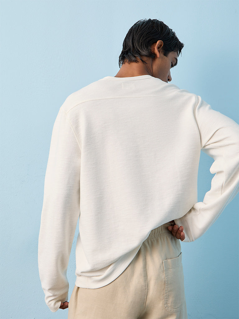 ETA Off-White Relaxed-Fit Cotton-Blend Henley T-Shirt