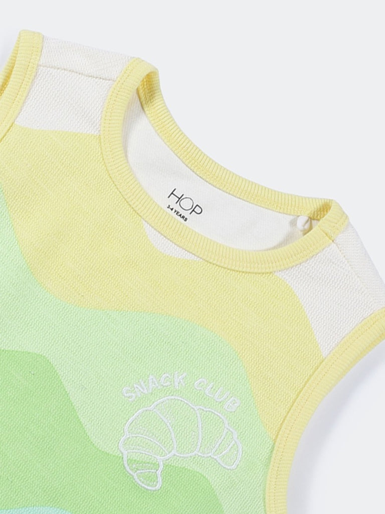 HOP Kids Boys Multi-Colored Striped Cotton T-Shirt