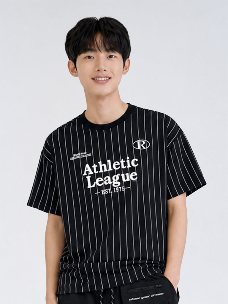 Boys Black Striped Cotton T-Shirt