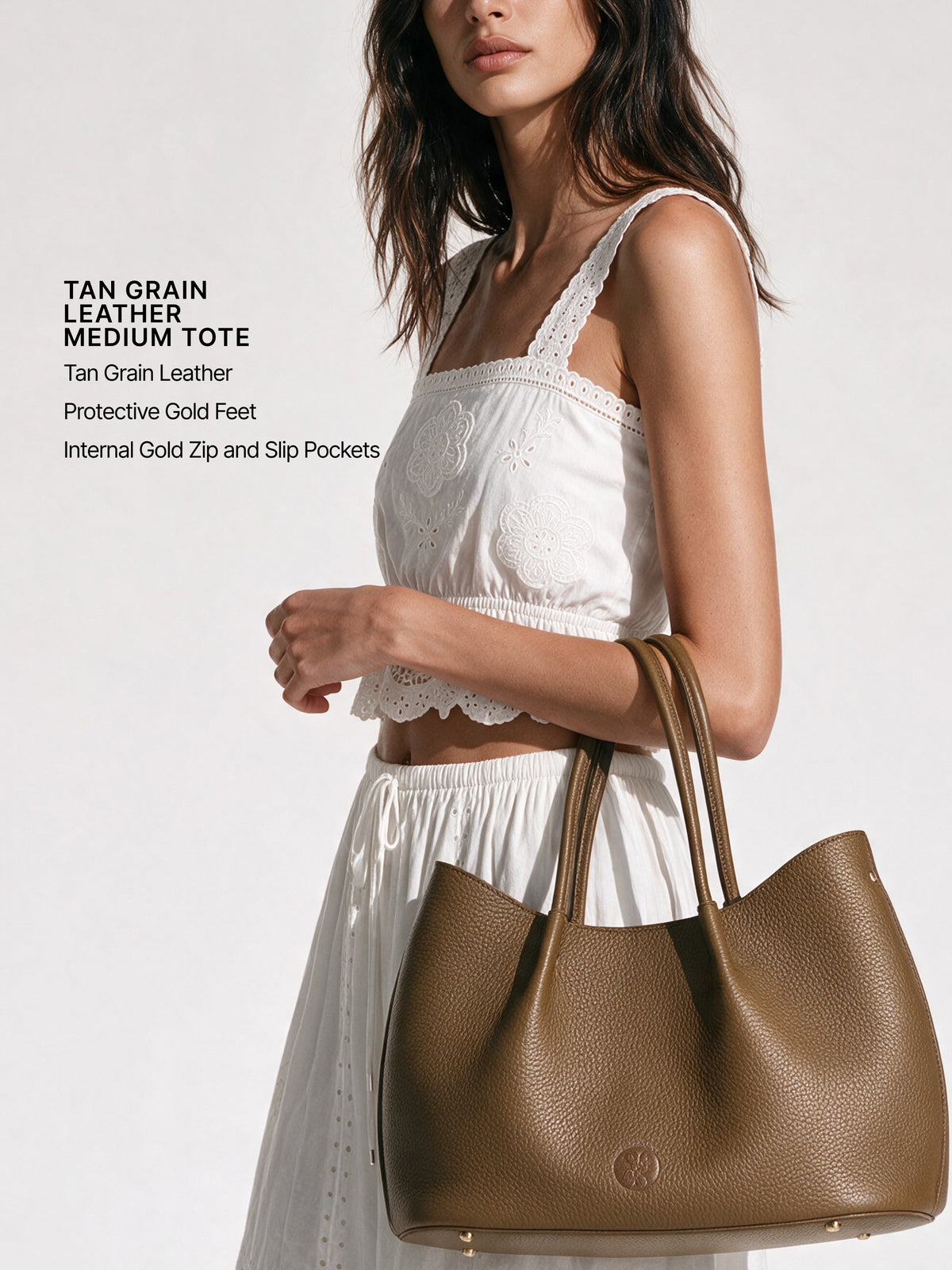 Belle Grain Leather Medium Tote
