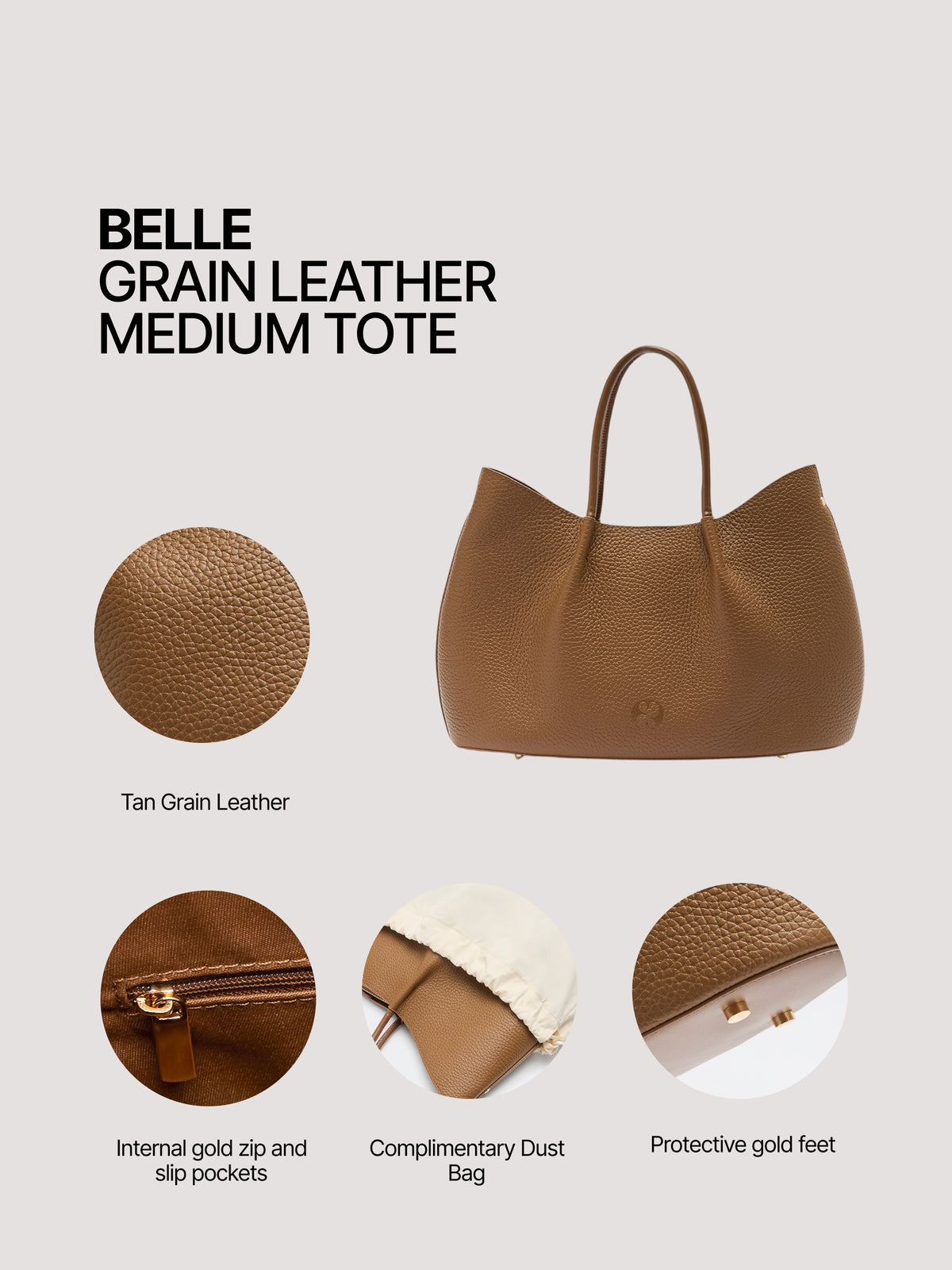Pome Luxe Belle Grain Leather Medium Tote