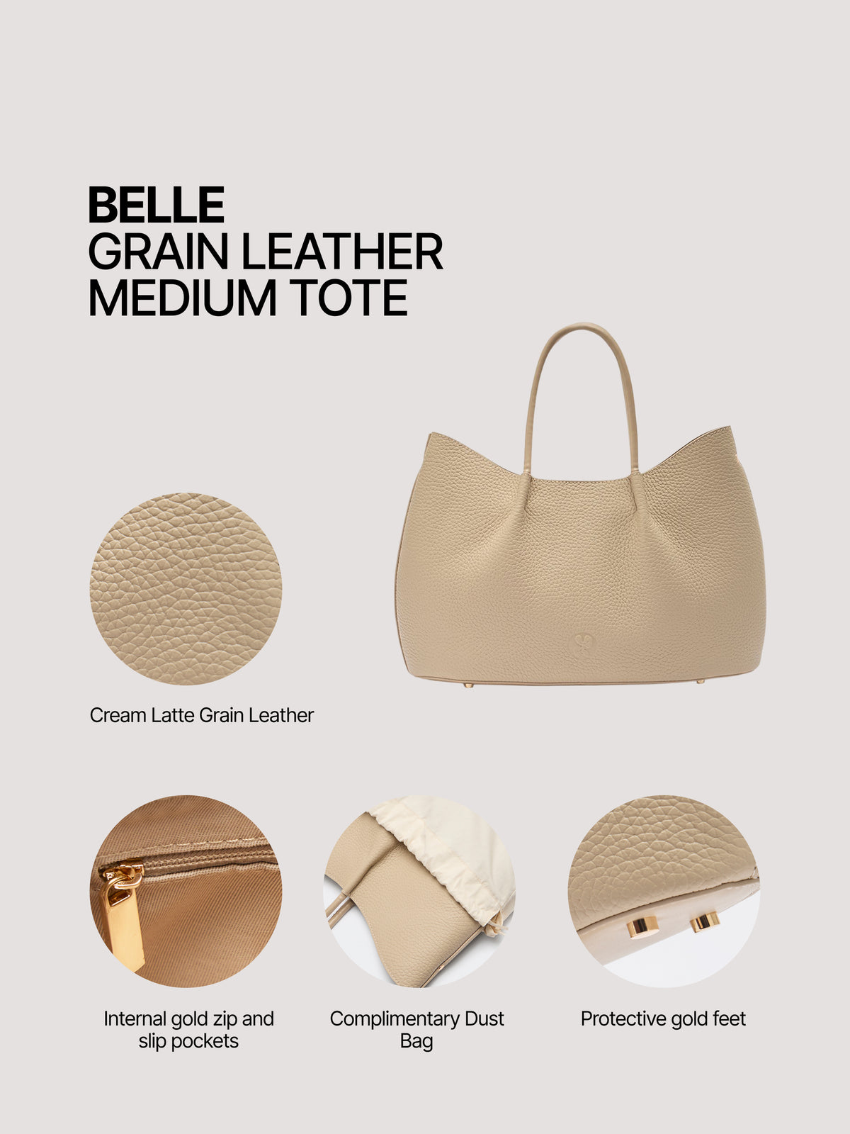 Pome Luxe Belle Grain Leather Medium Tote