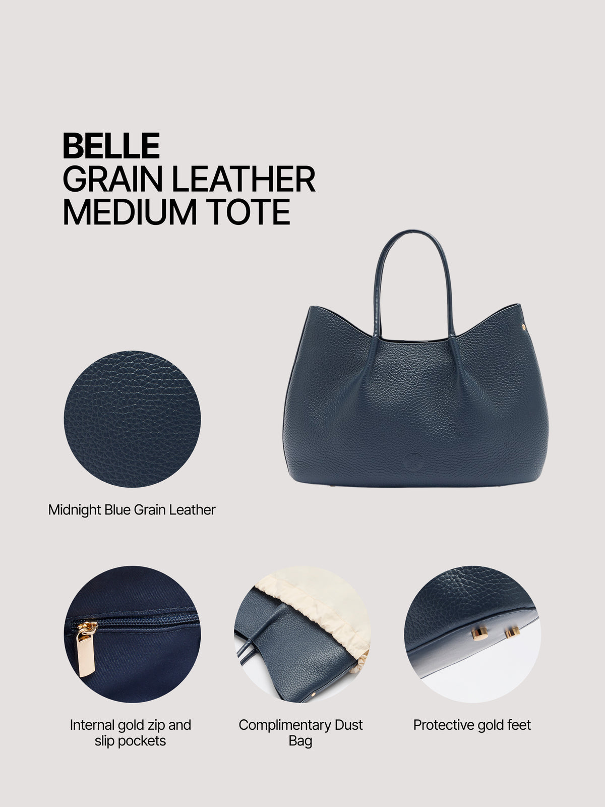 Pome Luxe Belle Grain Leather Medium Tote