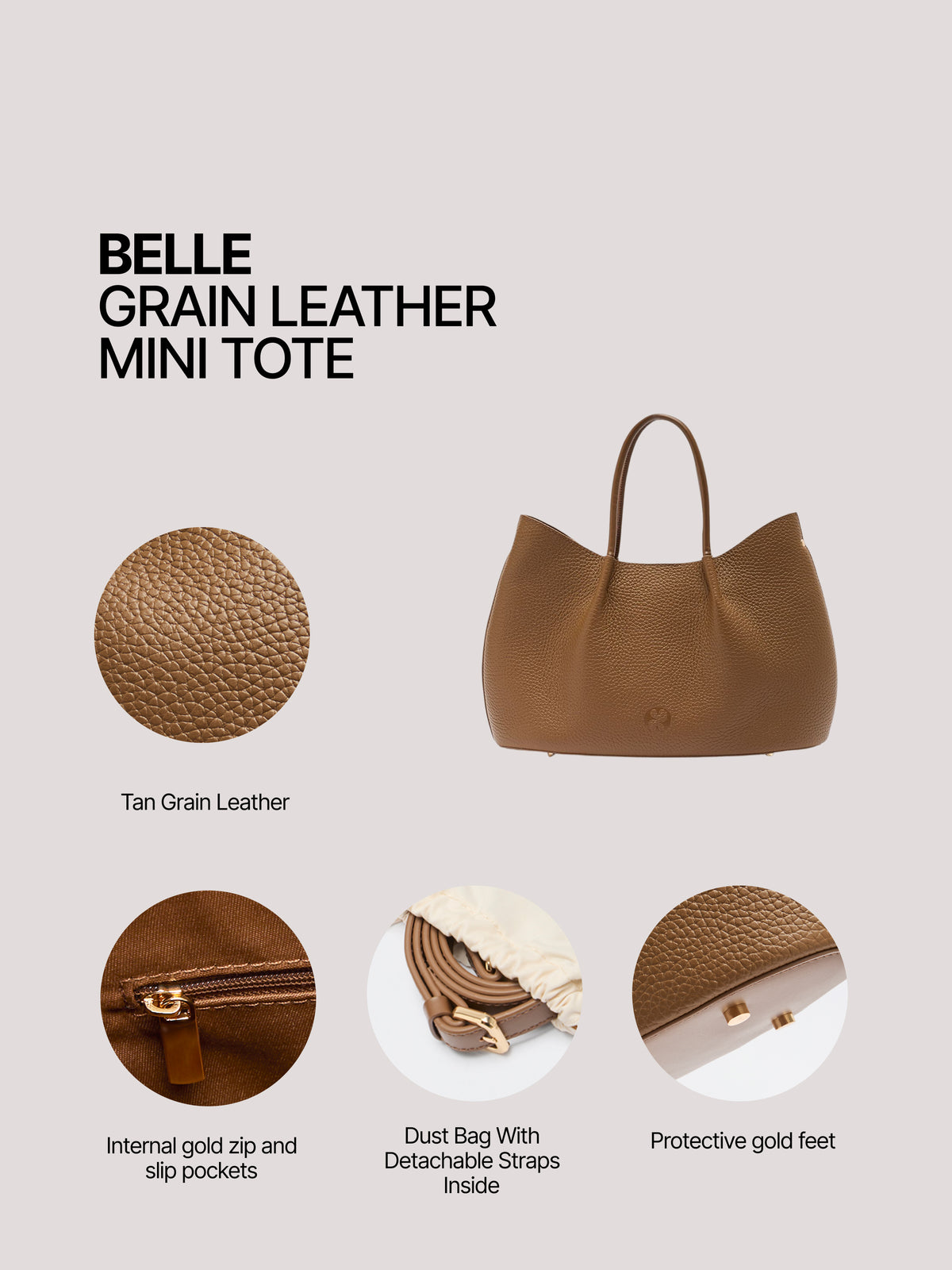 Pome Luxe Belle Grain Leather Mini Tote