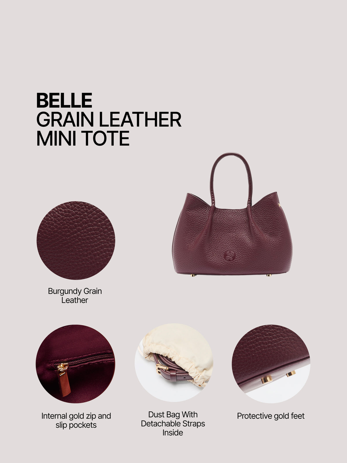 Pome Luxe Belle Grain Leather Mini Tote