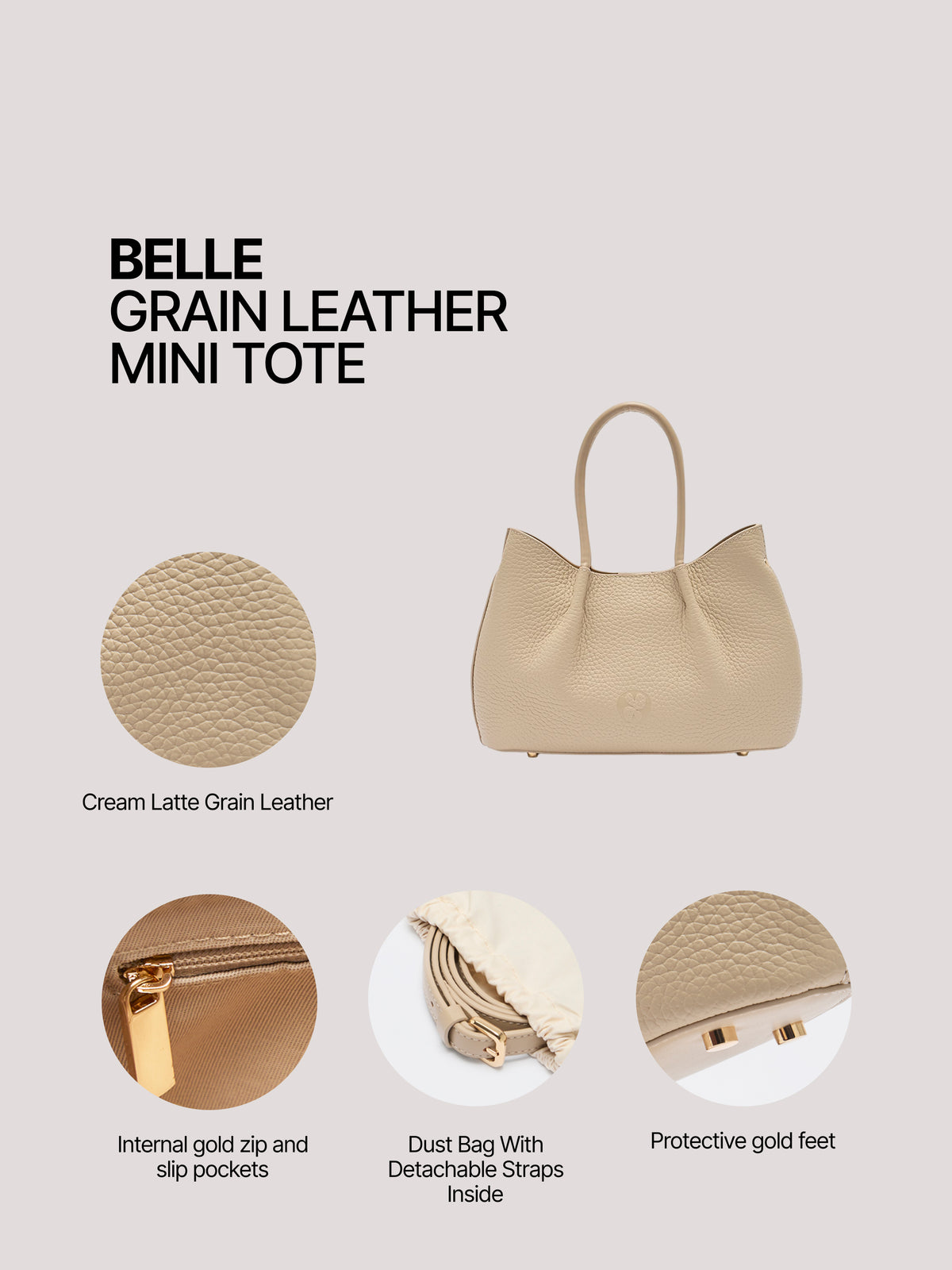 Pome Luxe Belle Grain Leather Mini Tote