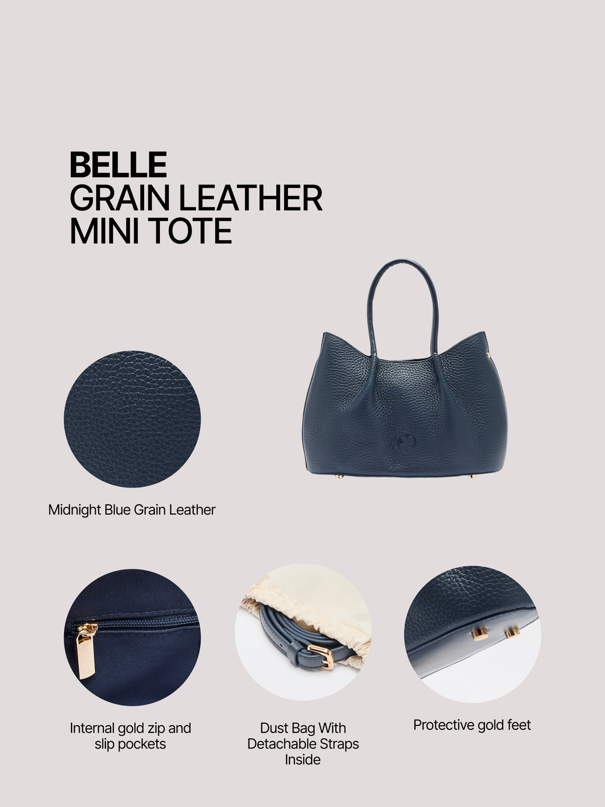 Pome Luxe Belle Grain Leather Mini Tote