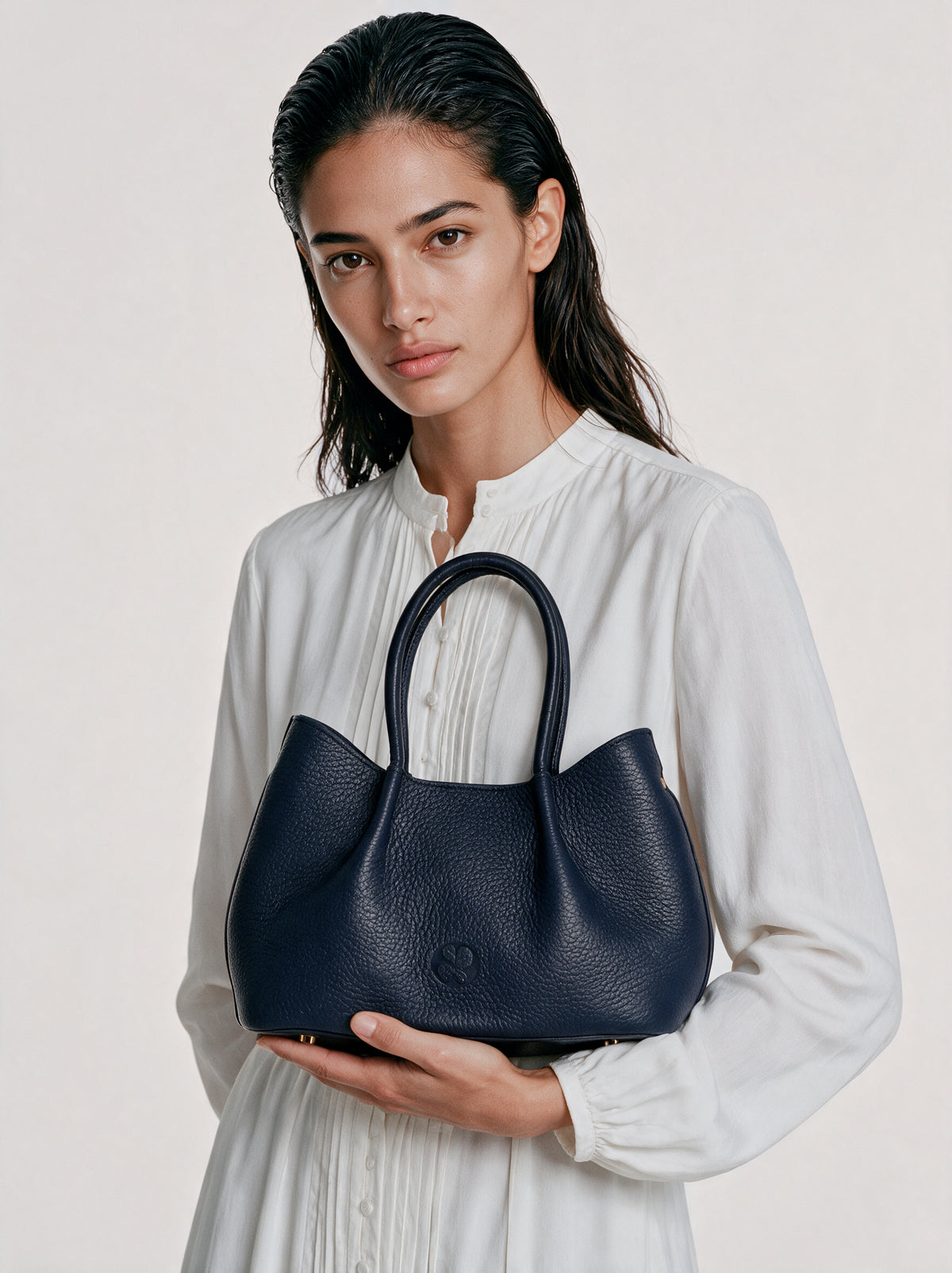 Pome Luxe Belle Grain Leather Mini Tote