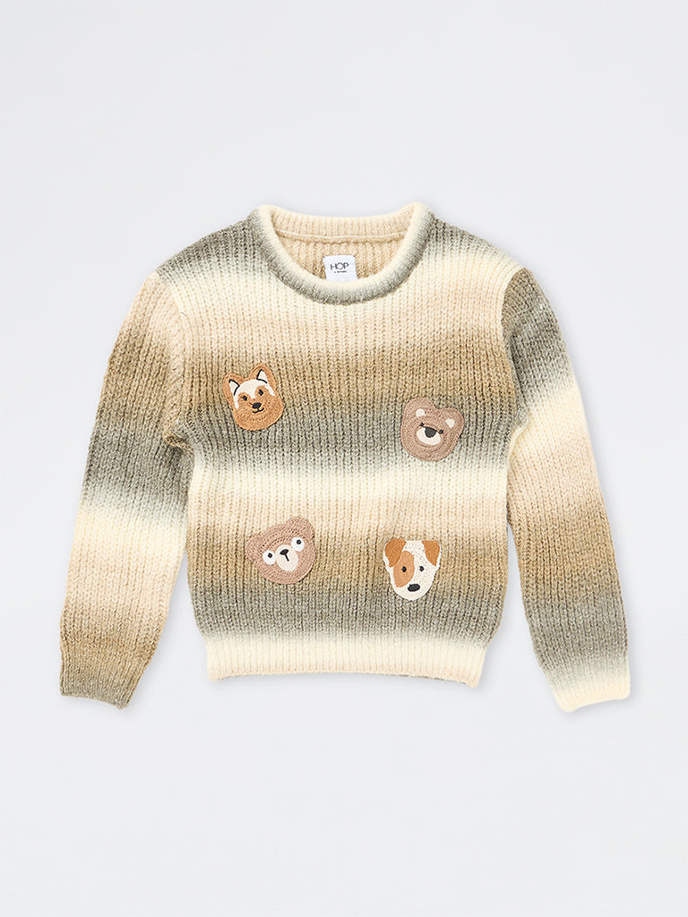 HOP Kids Boys Multicolour Animal Appliqué Knitted Sweatshirt