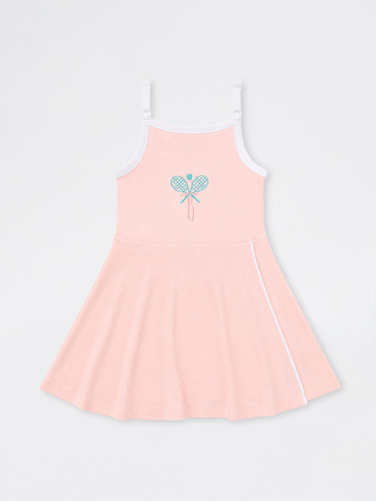 HOP Kids Girls Pink Tennis-Theme Cotton-Blend A-Line Dress