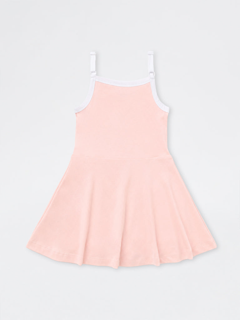 HOP Kids Girls Pink Tennis-Theme Cotton-Blend A-Line Dress