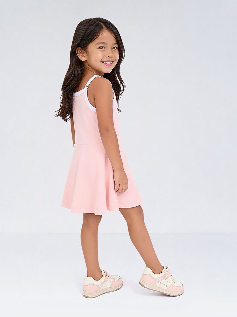 HOP Kids Girls Pink Tennis-Theme Cotton-Blend A-Line Dress