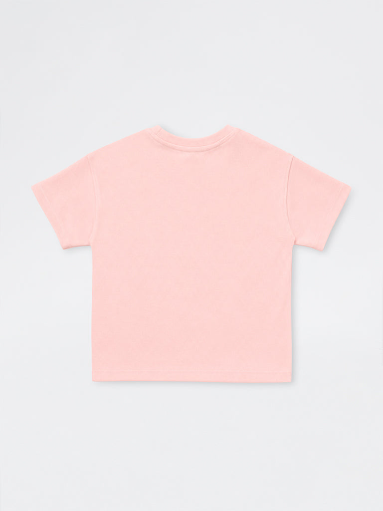 HOP Kids Girls Pink Tennis-Theme Cotton-Blend T-Shirt