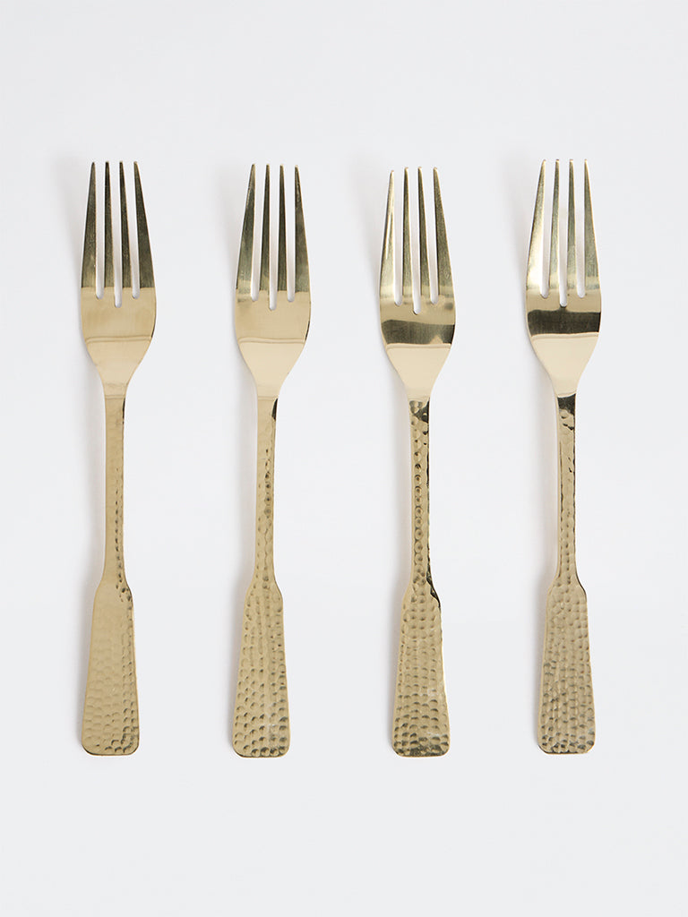 Westside Home Gold Hammered-Textured Forks - Set of 4