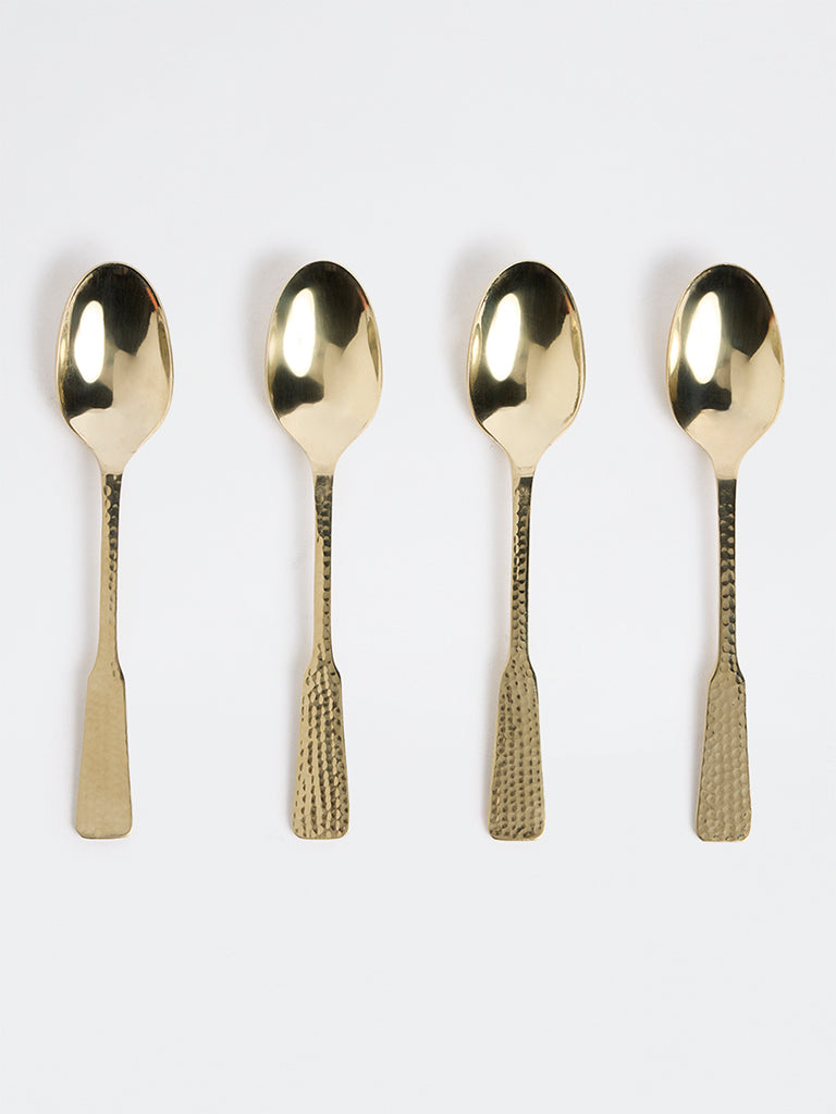 Westside Home Gold Hammered-Textured Table Spoons - Set of 4