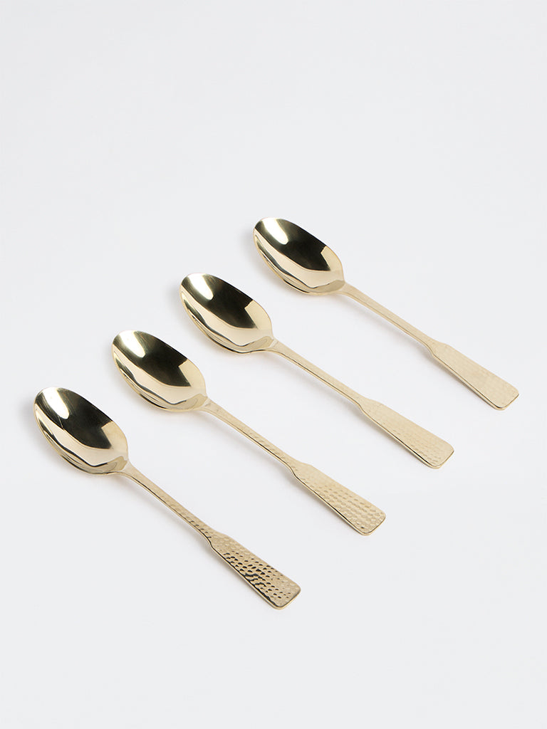 Westside Home Gold Hammered-Textured Table Spoons - Set of 4