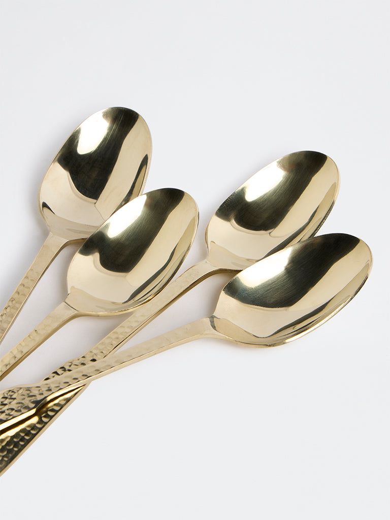 Westside Home Gold Hammered-Textured Table Spoons - Set of 4