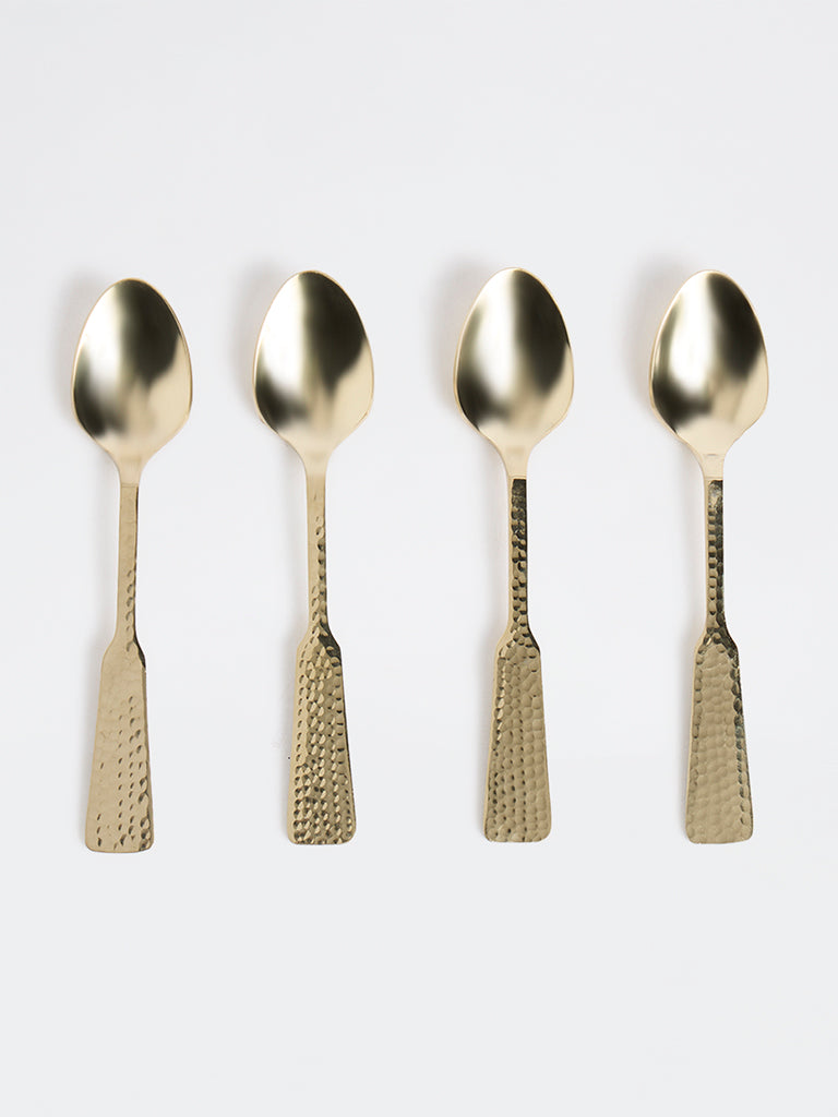Westside Home Gold Hammered-Textured Tea Spoons - Set of 4