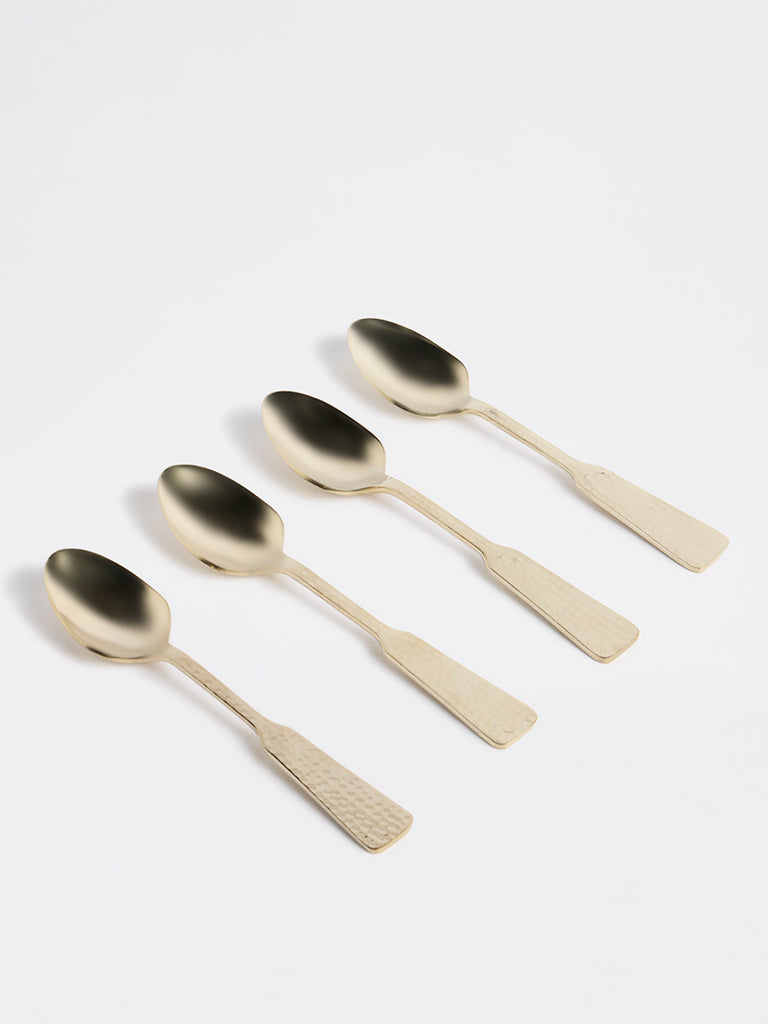 Westside Home Gold Hammered-Textured Tea Spoons - Set of 4