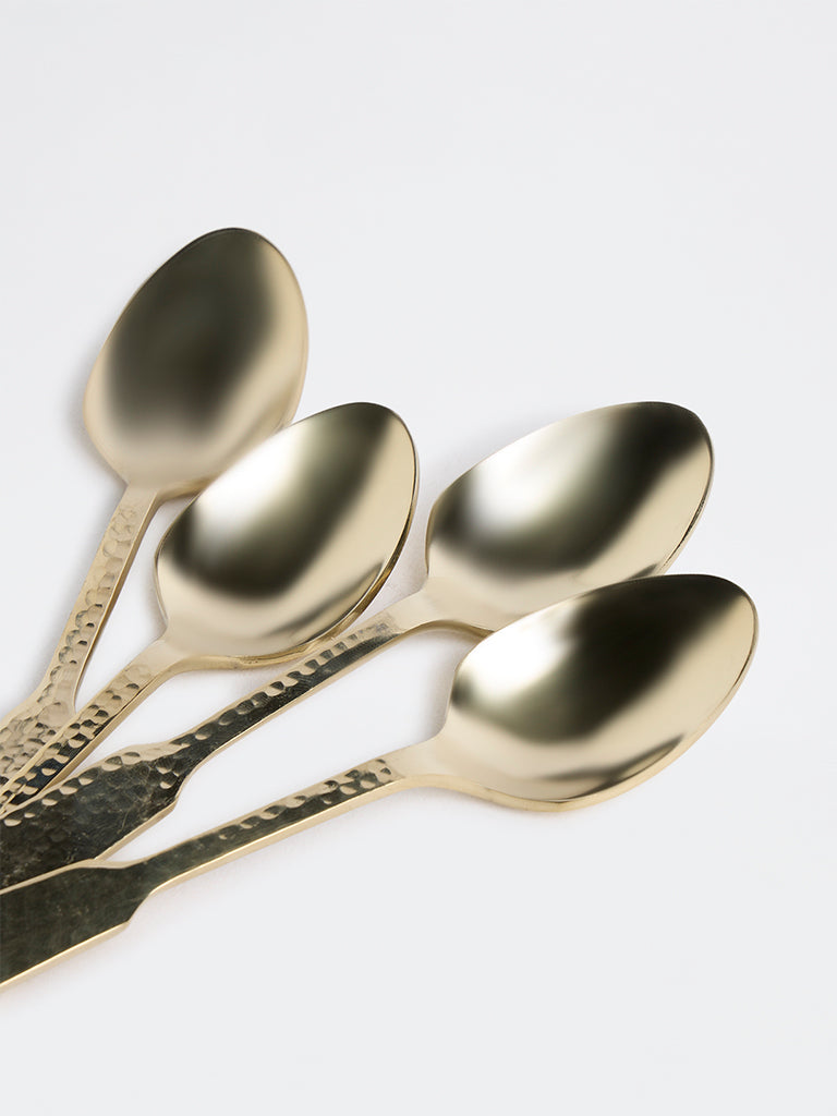 Westside Home Gold Hammered-Textured Tea Spoons - Set of 4