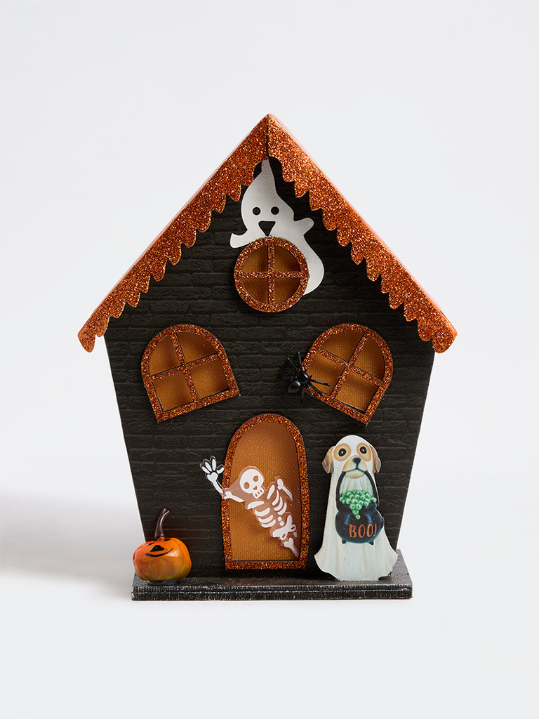 Westside Home Black Haunted House Light-Up Halloween Decorative Object