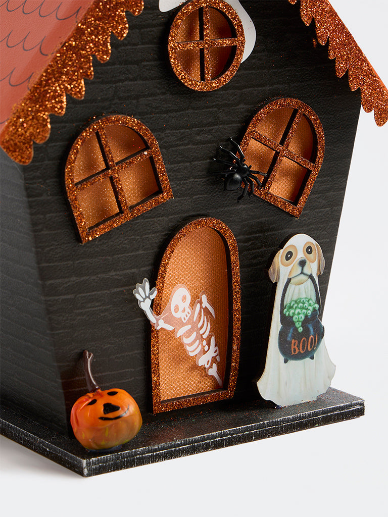 Westside Home Black Haunted House Light-Up Halloween Decorative Object