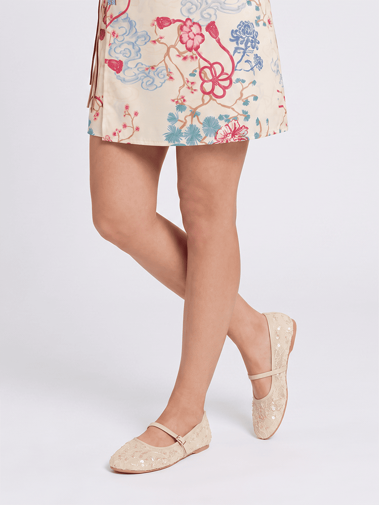 LUNA BLU Cream Lace Mary Jane Shoes