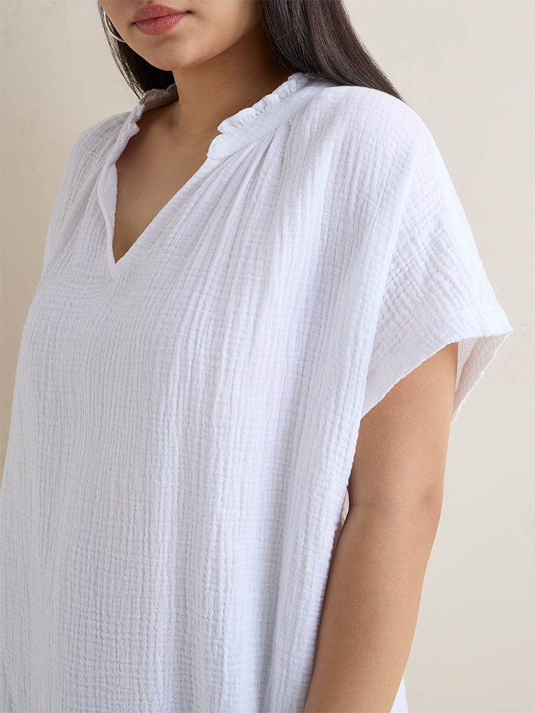 Buy Gia White Crinkle Textured Cotton Top from Westside