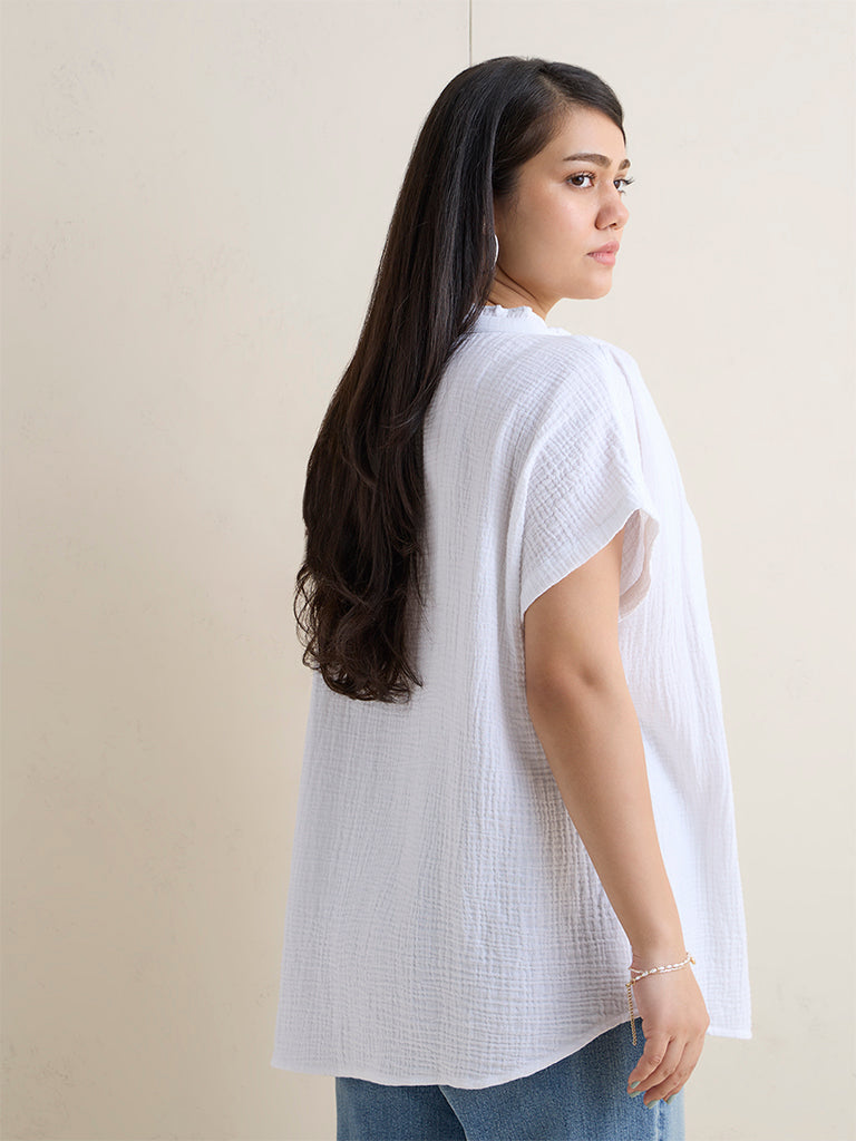 Buy Gia White Crinkle Textured Cotton Top from Westside